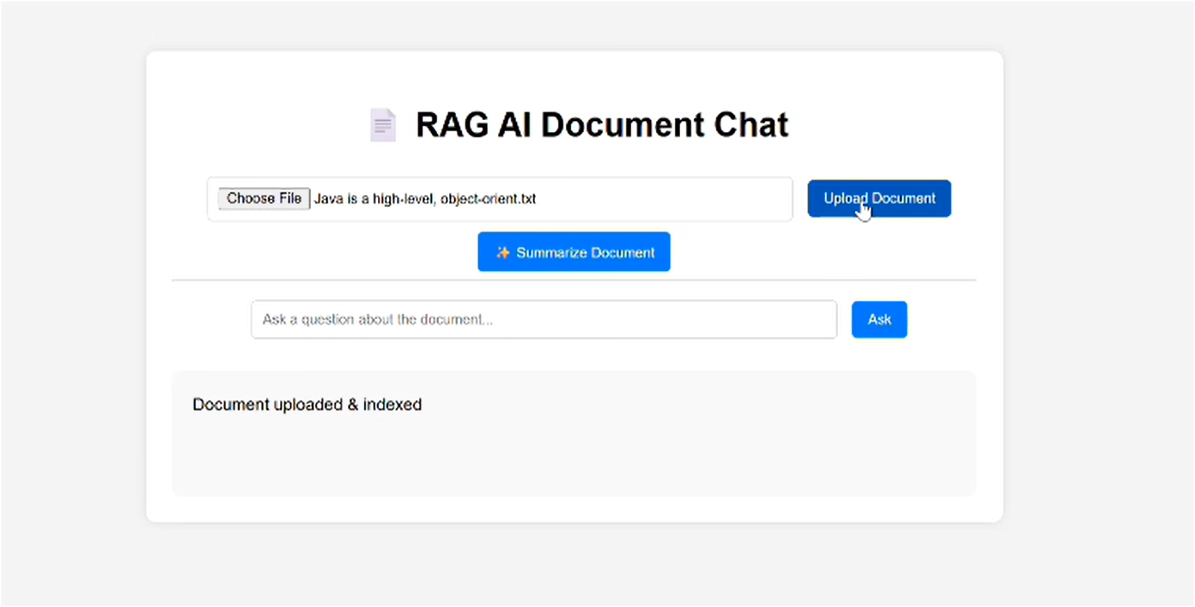 AI Document Summarization System interface